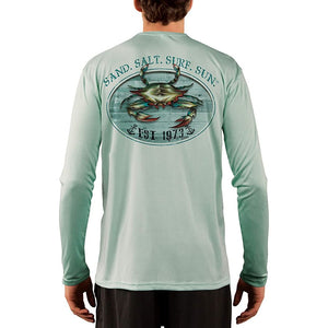 SAND.SALT.SURF.SUN. Crab Men's UPF 50+ UV Sun Protection Performance Long Sleeve T-Shirt