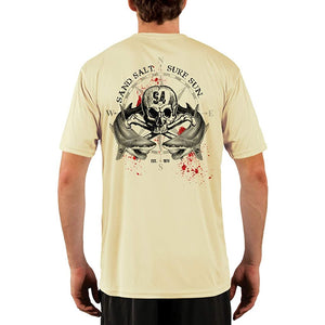 SAND.SALT.SURF.SUN. Shark Blood Men's UPF 50+ UV Sun Protection Performance Short Sleeve T-Shirt