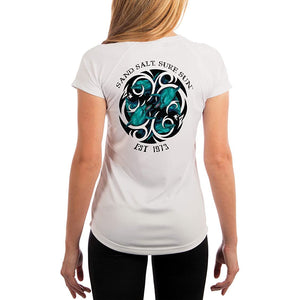 SAND.SALT.SURF.SUN. Dolphin Tribal Women's UPF 50+ UV Sun Protection Performance Short Sleeve T-Shirt