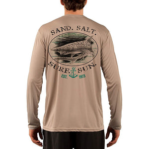 SAND.SALT.SURF.SUN. Shark Men's UPF 50+ UV Sun Protection Performance Long Sleeve T-Shirt