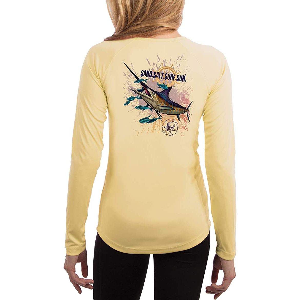 SAND.SALT.SURF.SUN. Blue Marlin Women's UPF 50+ UV Sun Protection Performance Long Sleeve T-Shirt Small / Sea Foam