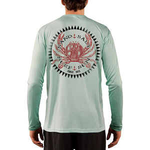 SAND.SALT.SURF.SUN. Vintage Crab Men's UPF 50+ UV Sun Protection Performance Long Sleeve T-Shirt