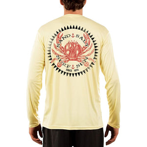 SAND.SALT.SURF.SUN. Vintage Crab Men's UPF 50+ UV Sun Protection Performance Long Sleeve T-Shirt