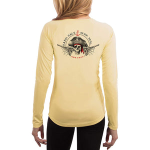 SAND.SALT.SURF.SUN. Vintage Pirate Women's UPF 50+ UV Sun Protection Performance Long Sleeve T-Shirt