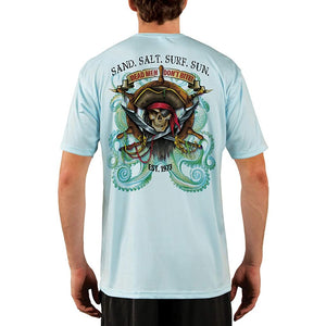 SAND.SALT.SURF.SUN. Pirate Octopus Men's UPF 50+ UV Sun Protection Performance Short Sleeve T-Shirt