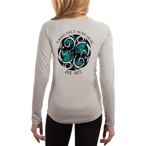 SAND.SALT.SURF.SUN. Dolphin Tribal Women's UPF 50+ UV Sun Protection Performance Long Sleeve T-Shirt