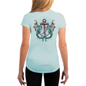 SAND.SALT.SURF.SUN. Sailing Vintage Mermaid Ladies Women's UPF 50+ UV Sun Protection Performance Short Sleeve T-Shirt