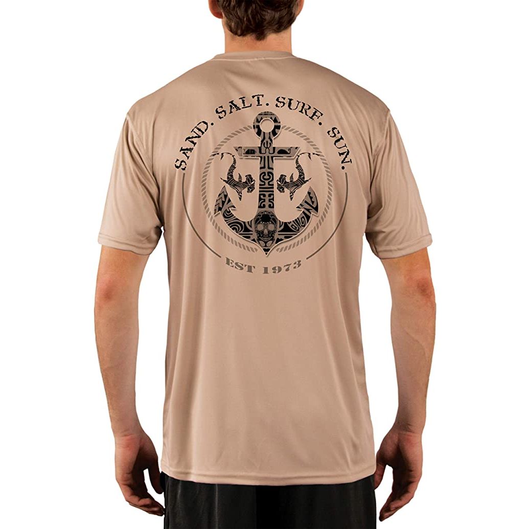 SAND.SALT.SURF.SUN. Shark Anchor Men's UPF 50+ UV Sun Protection Performance Short Sleeve T-Shirt XX-Large / Seagrass