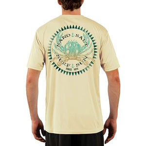 SAND.SALT.SURF.SUN. Vintage Crab Men's UPF 50+ UV Sun Protection Performance Short Sleeve T-Shirt