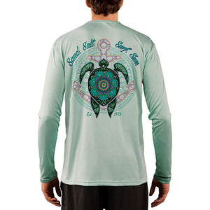 SAND.SALT.SURF.SUN. Mandala Turtle Men's UPF 50+ UV Sun Protection Performance Long Sleeve T-Shirt