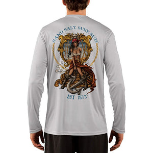 SAND.SALT.SURF.SUN. Pirate Girl Anchor Men's UPF 50+ UV Sun Protection Performance Long Sleeve T-Shirt