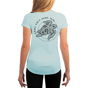 SAND.SALT.SURF.SUN. Polynesian Sea Turtle Women's UPF 50+ UV Sun Protection Performance Short Sleeve T-Shirt