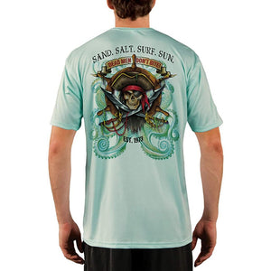 SAND.SALT.SURF.SUN. Pirate Octopus Men's UPF 50+ UV Sun Protection Performance Short Sleeve T-Shirt