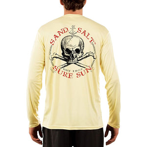 SAND.SALT.SURF.SUN. Red Skull Men's UPF 50+ UV Sun Protection Performance Long Sleeve T-Shirt