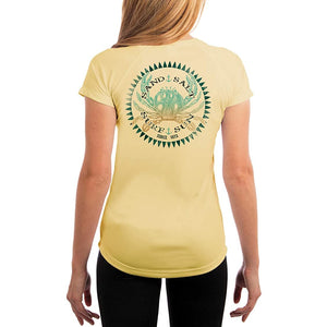 SAND.SALT.SURF.SUN. Vintage Crab Women's UPF 50+ UV Sun Protection Performance Short Sleeve T-Shirt