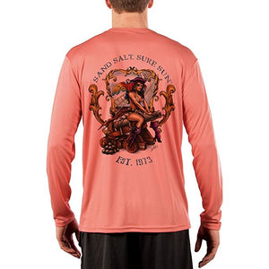 SAND.SALT.SURF.SUN. Pirate Girl Cannon Men's UPF 50+ UV Sun Protection Performance Long Sleeve T-Shirt
