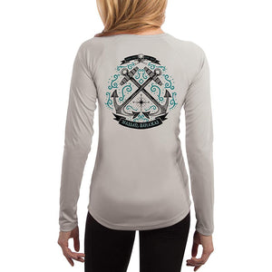 SAND.SALT.SURF.SUN. Sailing Anchor Blue Nassau Women's UPF 50+ UV Sun Protection Performance Long Sleeve T-Shirt