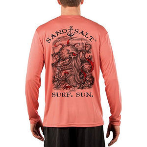 SAND.SALT.SURF.SUN. Octopus Treasure Men's UPF 50+ UV Sun Protection Performance Long Sleeve T-Shirt