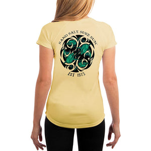 SAND.SALT.SURF.SUN. Dolphin Tribal Women's UPF 50+ UV Sun Protection Performance Short Sleeve T-Shirt