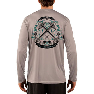 SAND.SALT.SURF.SUN. Sailing Anchor Blue Nassau Men's UPF 50+ UV Sun Protection Performance Long Sleeve T-Shirt