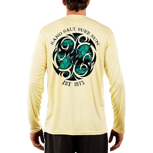 SAND.SALT.SURF.SUN. Dolphin Tribal Men's UPF 50+ UV Sun Protection Performance Long Sleeve T-Shirt