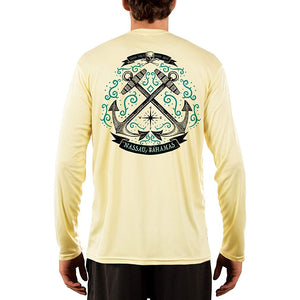 SAND.SALT.SURF.SUN. Sailing Anchor Blue Nassau Men's UPF 50+ UV Sun Protection Performance Long Sleeve T-Shirt