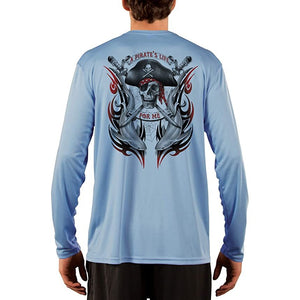 SAND.SALT.SURF.SUN. Pirate Life with Sharks Men's UPF 50+ UV Sun Protection Performance Long Sleeve T-Shirt