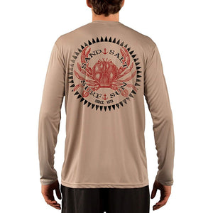 SAND.SALT.SURF.SUN. Vintage Crab Men's UPF 50+ UV Sun Protection Performance Long Sleeve T-Shirt