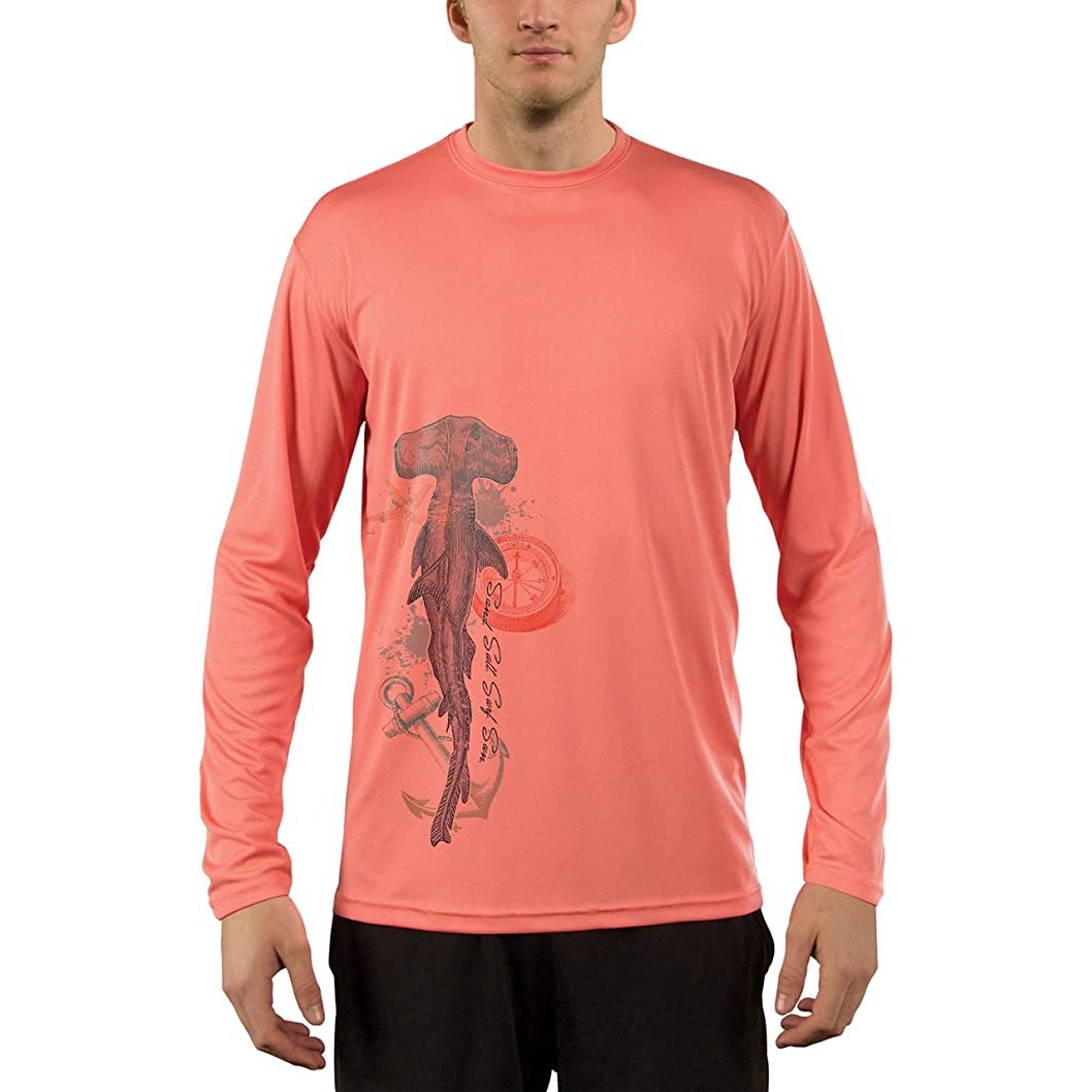 SAND.SALT.SURF.SUN. Vintage Shark Men's UPF 50+ UV Sun Protection Performance Long Sleeve T-Shirt X-Large / Seagrass