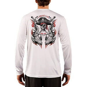 SAND.SALT.SURF.SUN. Pirate Life with Sharks Men's UPF 50+ UV Sun Protection Performance Long Sleeve T-Shirt