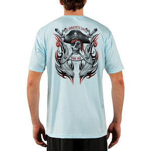 SAND.SALT.SURF.SUN. Pirate Life with Sharks Men's UPF 50+ UV Sun Protection Performance Short Sleeve T-Shirt