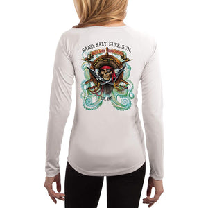 SAND.SALT.SURF.SUN. Pirate Octopus Women's UPF 50+ UV Sun Protection Performance Long Sleeve T-Shirt
