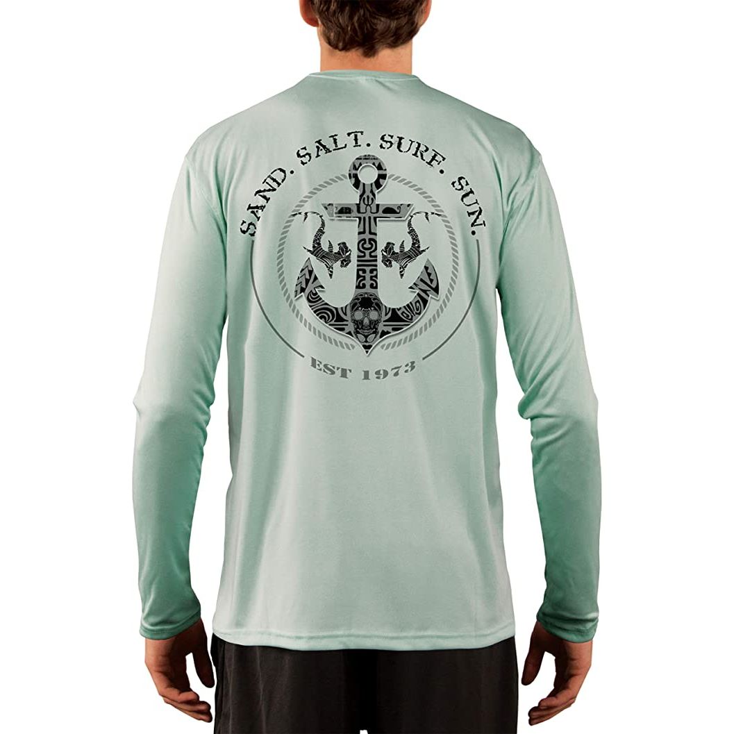 SAND.SALT.SURF.SUN. Shark Anchor Men's UPF 50+ UV Sun Protection Performance Long Sleeve T-Shirt XX-Large / Seagrass