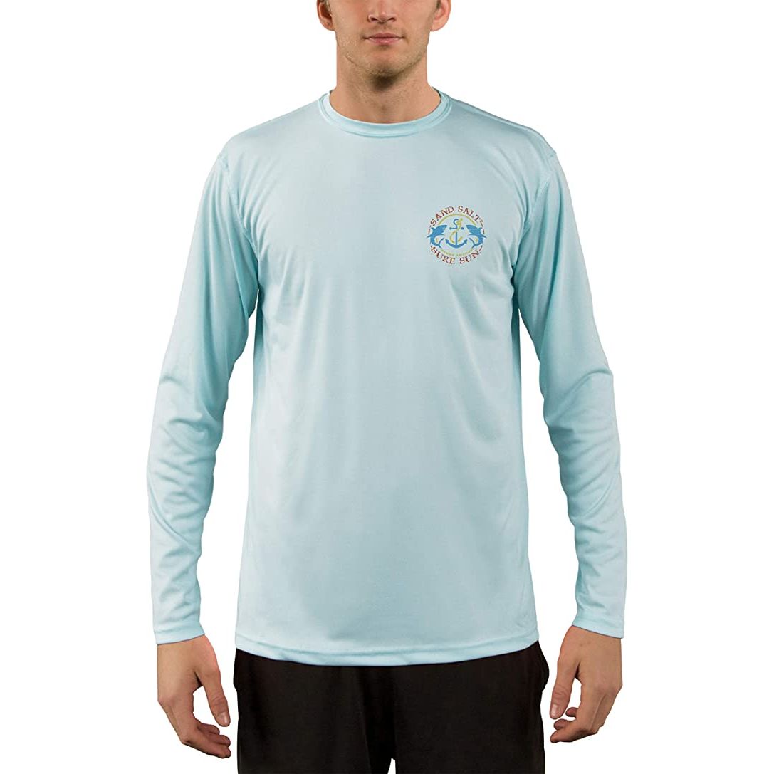 SAND.SALT.SURF.SUN. Sea Turtle Men's UPF 50+ UV Sun Protection Performance Long Sleeve T-Shirt Large / Pale Yellow