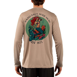 SAND.SALT.SURF.SUN. Redhead Mermaid Men's UPF 50+ UV Sun Protection Performance Long Sleeve T-Shirt