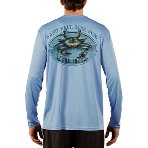 SAND.SALT.SURF.SUN. Crab Men's UPF 50+ UV Sun Protection Performance Long Sleeve T-Shirt