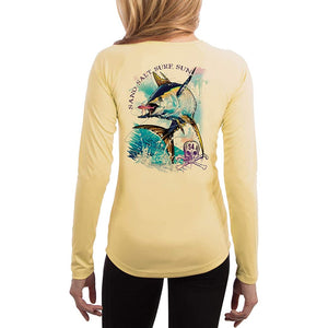 SAND.SALT.SURF.SUN. Tuna Women's UPF 50+ UV Sun Protection Performance Long Sleeve T-Shirt