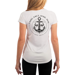 SAND.SALT.SURF.SUN. Shark Anchor Women's UPF 50+ UV Sun Protection Performance Short Sleeve T-Shirt
