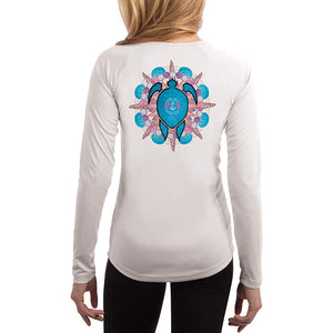 SAND.SALT.SURF.SUN. Turtle Shells Women's UPF 50+ UV Sun Protection Performance Long Sleeve T-Shirt