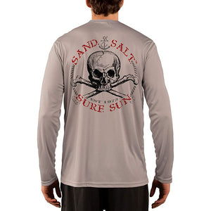 SAND.SALT.SURF.SUN. Red Skull Men's UPF 50+ UV Sun Protection Performance Long Sleeve T-Shirt