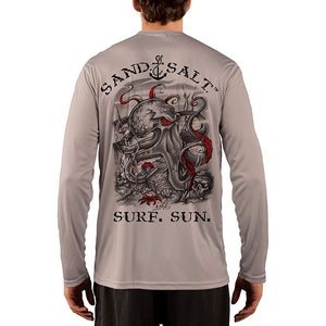 SAND.SALT.SURF.SUN. Octopus Treasure Men's UPF 50+ UV Sun Protection Performance Long Sleeve T-Shirt