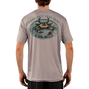 SAND.SALT.SURF.SUN. Crab Men's UPF 50+ UV Sun Protection Performance Short Sleeve T-Shirt