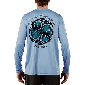 SAND.SALT.SURF.SUN. Dolphin Tribal Men's UPF 50+ UV Sun Protection Performance Long Sleeve T-Shirt
