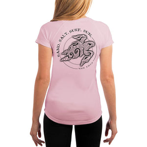 SAND.SALT.SURF.SUN. Polynesian Sea Turtle Women's UPF 50+ UV Sun Protection Performance Short Sleeve T-Shirt