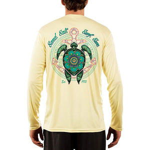 SAND.SALT.SURF.SUN. Mandala Turtle Men's UPF 50+ UV Sun Protection Performance Long Sleeve T-Shirt