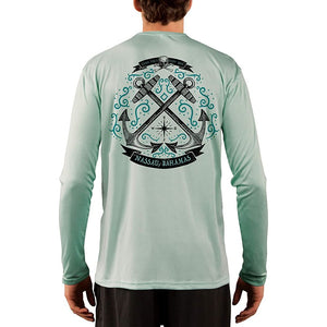 SAND.SALT.SURF.SUN. Sailing Anchor Blue Nassau Men's UPF 50+ UV Sun Protection Performance Long Sleeve T-Shirt