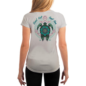 SAND.SALT.SURF.SUN. Mandala Turtle Women's UPF 50+ UV Sun Protection Performance Short Sleeve T-Shirt