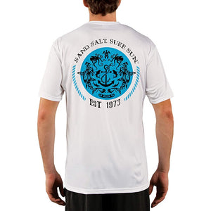 SAND.SALT.SURF.SUN. Shark and Anchor Tribal Men's UPF 50+ UV Sun Protection Performance Short Sleeve T-Shirt