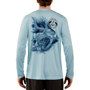 SAND.SALT.SURF.SUN. Shark Diver Attack Men's UPF 50+ UV Sun Protection Performance Long Sleeve T-Shirt