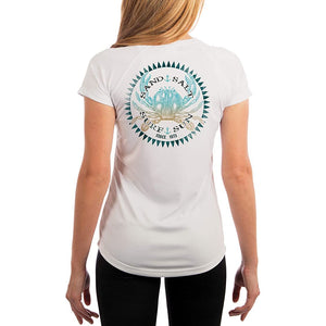 SAND.SALT.SURF.SUN. Vintage Crab Women's UPF 50+ UV Sun Protection Performance Short Sleeve T-Shirt